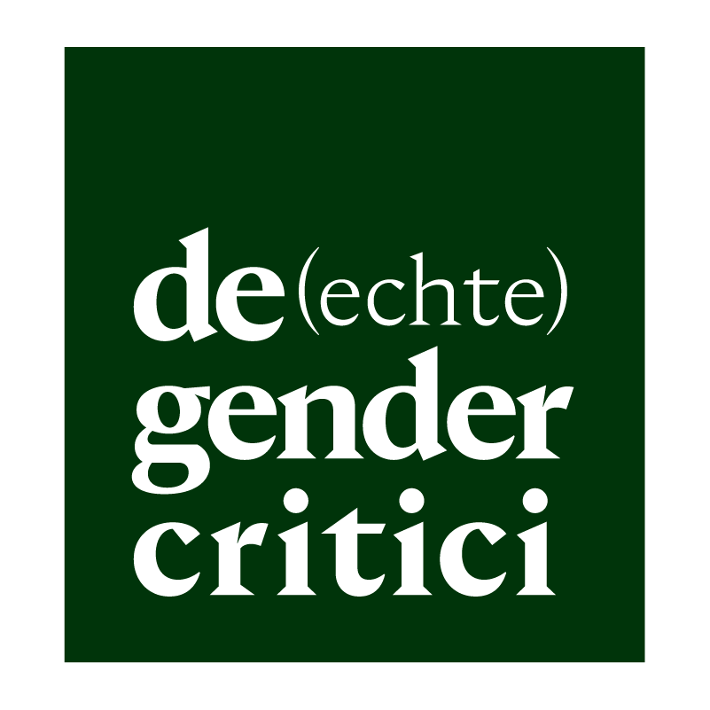 Logo van De (echte) Gendercritici. Witte letters in een groen blok.